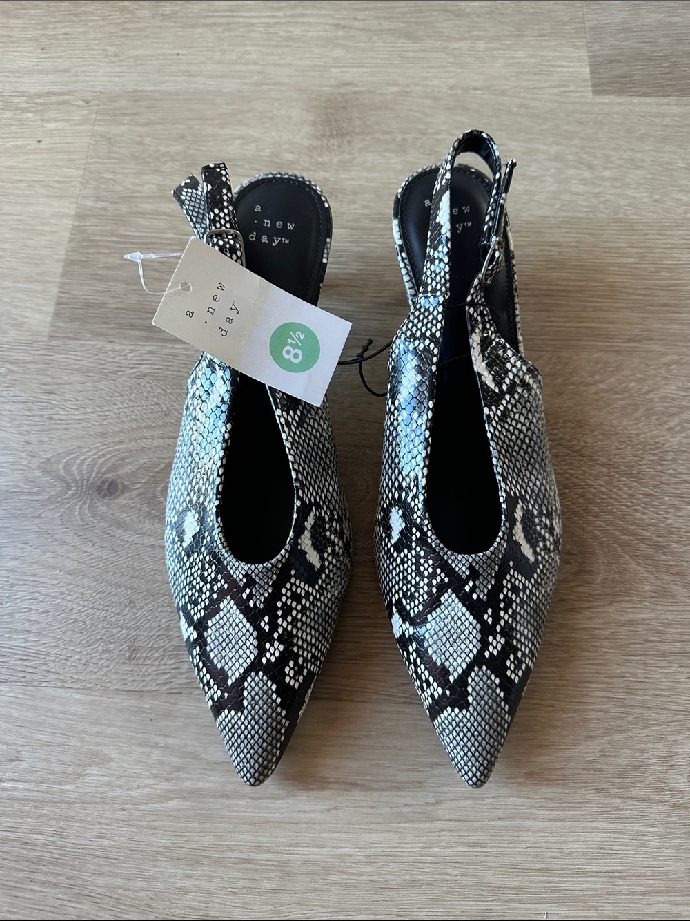 a new day Black & White Snake-Print Slingback Flats